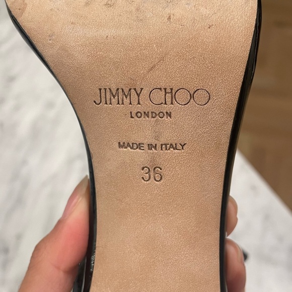 JIMMY CHOO Black Jaxon 95 Embellished Patent-leather sandal - Picture 4 of 10